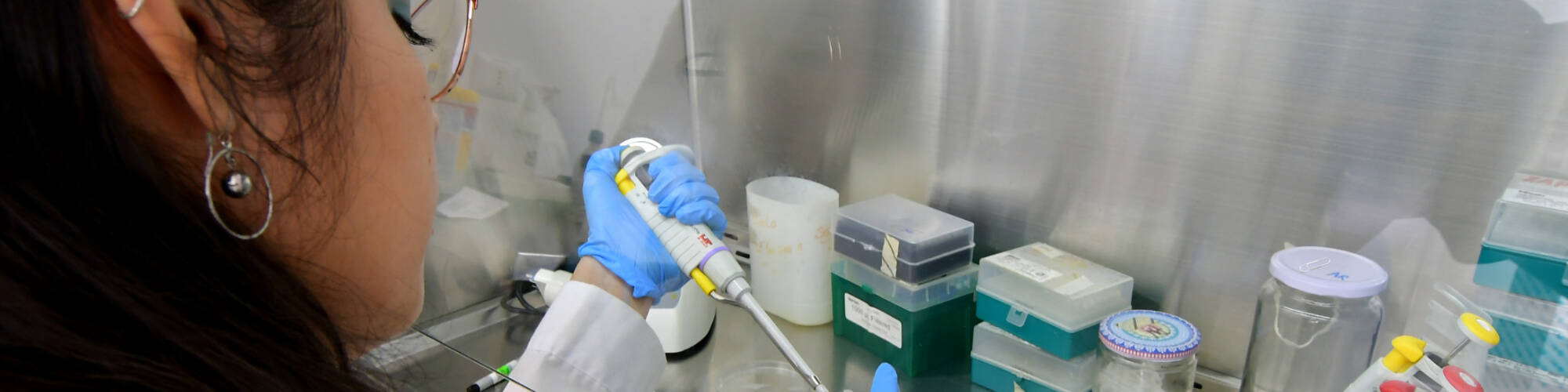 Student with a pipette